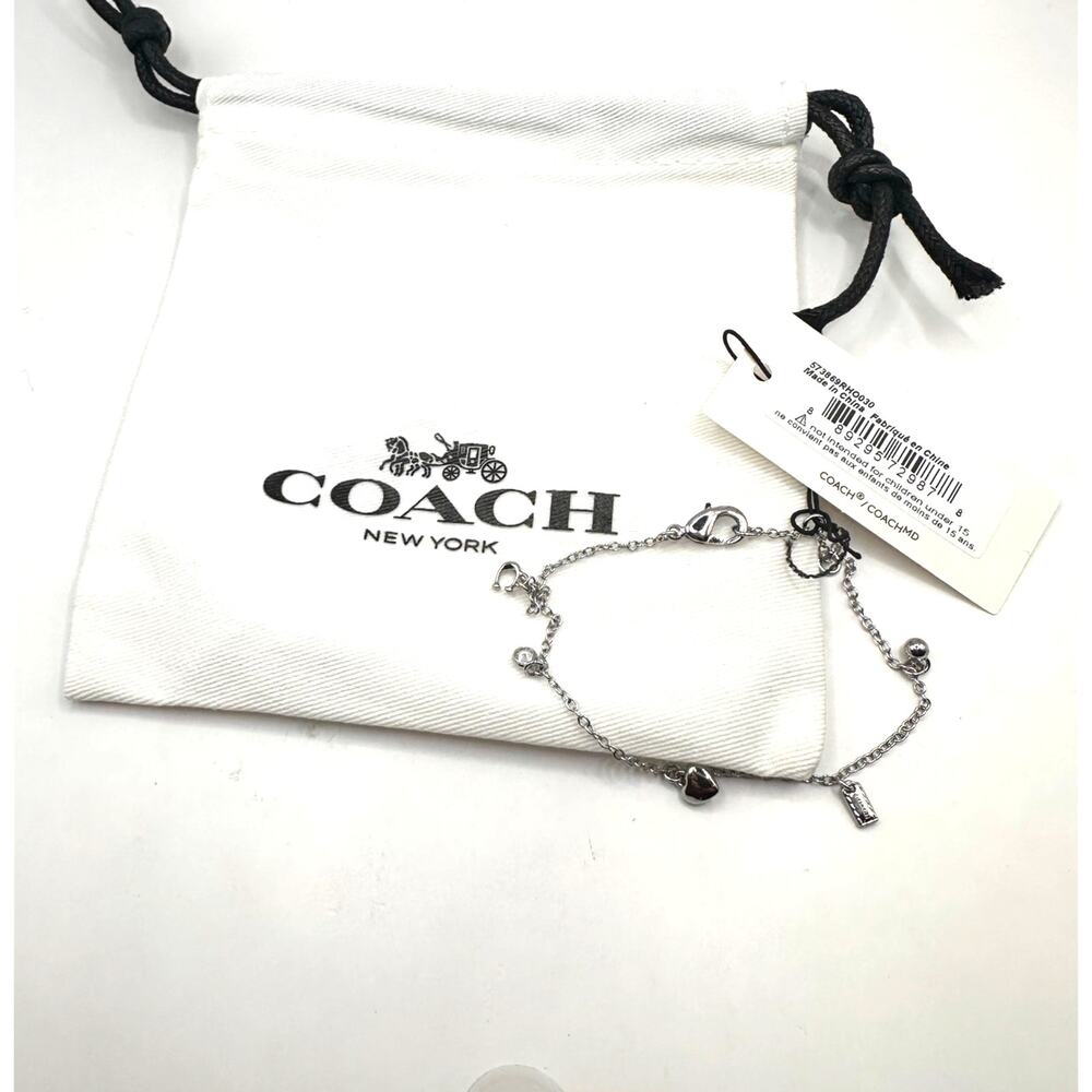 Coach Silver Plated Charm Bracelet NWT $125 Designer Summer Jewelry - Picture 10 of 13